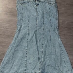 BDG Blue Midi A-Line Skirt Casual